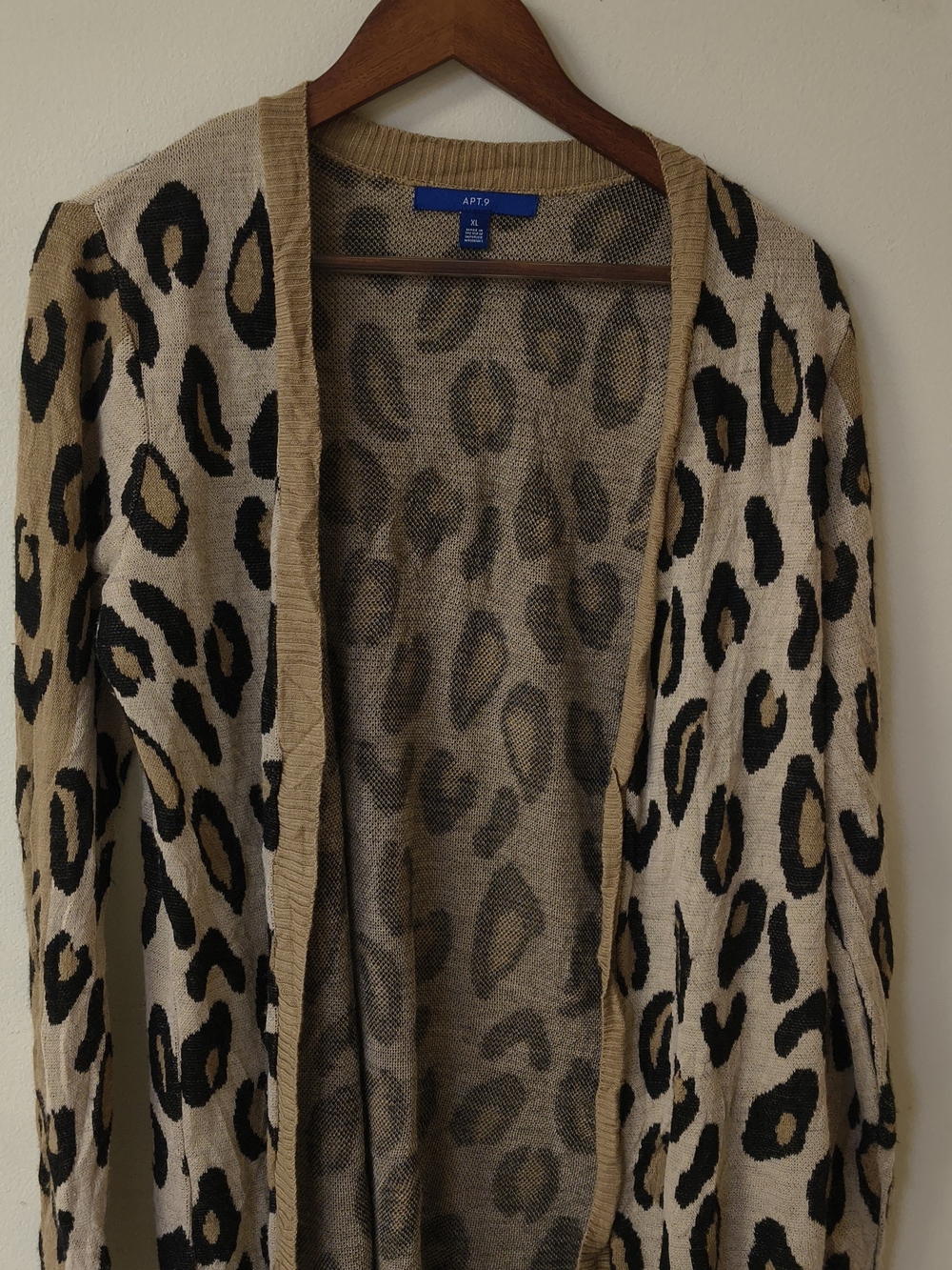 Apt. 9 Tan and Black Leopard-Print Open Cardigan